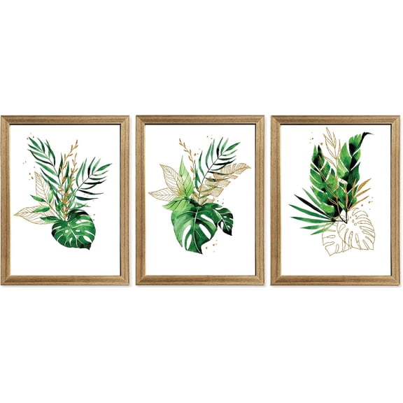 FCCUYE Framed Emerald Green Wall Art, Abstract Marbled Canvas Wall Decor, Modern Abstract Green and Gold Poster Print for Living Room Bedroom Office Aesthetic Picture 16x24 Inch 3 Pieces