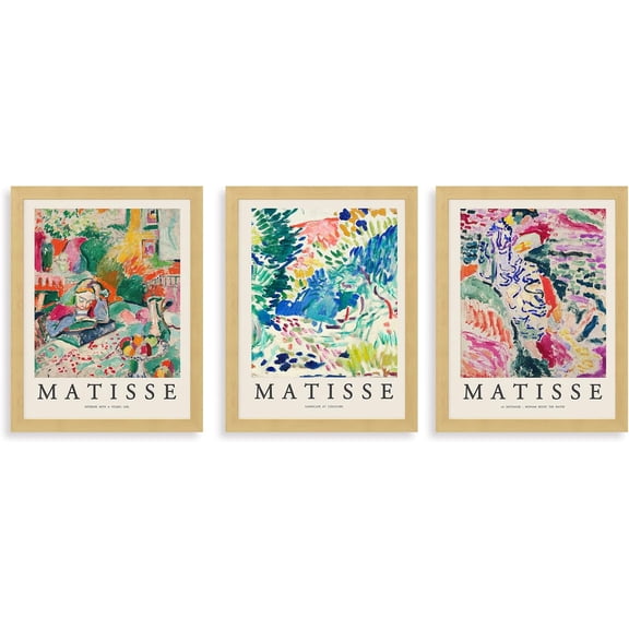 FCCUYE Framed Forest Landscape Wall Art, Set of 3 Purple Misty Mountain Range Pine Tree Wall Decor Prints, Nature Wilderness Wall Décor for Living Room, Bedroom - 12"x16" Black