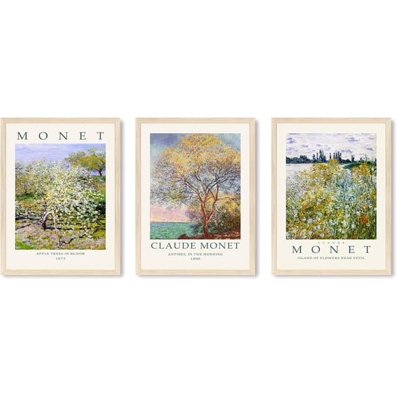 FCCUYE Framed Forest Landscape Wall Art, Set of 3 Purple Misty Mountain Range Pine Tree Wall Decor Prints, Nature Wilderness Wall Décor for Living Room, Bedroom - 12"x16" Black