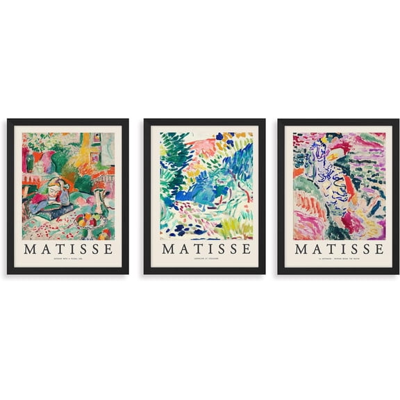 FCCUYE Framed Forest Landscape Wall Art, Set of 3 Purple Misty Mountain Range Pine Tree Wall Decor Prints, Nature Wilderness Wall Décor for Living Room, Bedroom - 12"x16" Black