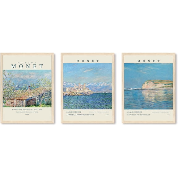 FCCUYE Framed Forest Landscape Wall Art, Set of 3 Purple Misty Mountain Range Pine Tree Wall Decor Prints, Nature Wilderness Wall Décor for Living Room, Bedroom - 12"x16" Black