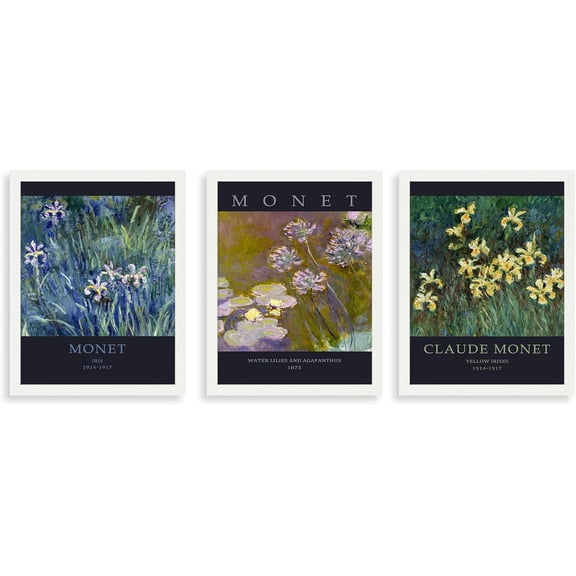 FCCUYE Framed Forest Landscape Wall Art, Set of 3 Purple Misty Mountain Range Pine Tree Wall Decor Prints, Nature Wilderness Wall Décor for Living Room, Bedroom - 12"x16" Black