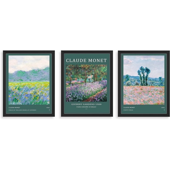 FCCUYE Framed Forest Landscape Wall Art, Set of 3 Purple Misty Mountain Range Pine Tree Wall Decor Prints, Nature Wilderness Wall Décor for Living Room, Bedroom - 12"x16" Black