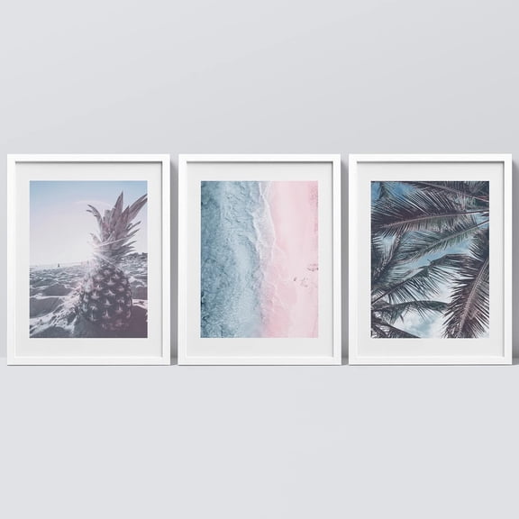 FCCUYE Framed Forest Landscape Wall Art, Set of 3 Purple Misty Mountain Range Pine Tree Wall Decor Prints, Nature Wilderness Wall Décor for Living Room, Bedroom - 12"x16" Black