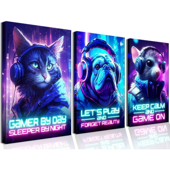 FCCUYE Framed Video Game Decor Set of 3 Room Posters for Bedroom Gaming Wall Art for Playroom Home Decor gamer wall art Teen bedroom(12"x16"x3)