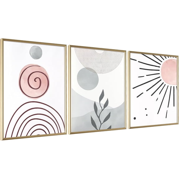 FCCUYE Framed Wall Art,Boho Minimalist Line Wall Art ,Modern Canvas Wall Art Print, Black and White Framed Art Prints,Abstract Artwork Flower Woman Wall Art Decor For Living Room Bedroom Bathroom