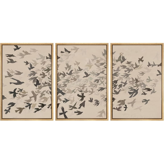 FCCUYE Framed Wall Art Print Set Vintage Wildflower Meadow with Colorful Blooms Illustrations Modern Art Boho Decorative Colorful Chic for Living Room, Bedroom, Office - 16"x24"x3 Natural