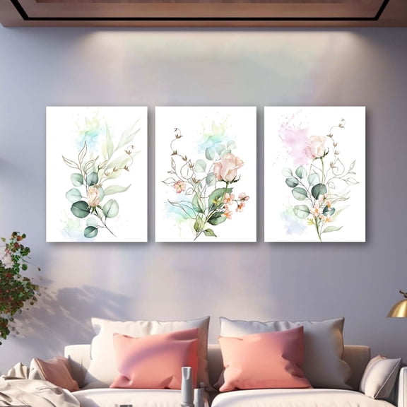 FCCUYE Green Leaf Wall Art Nature Plants Canvas Minimalist Leaves Prints Botanical Picture Tropical Floral Painting Artwork Framed for Bathroom Living Room Bedroom Office Home Decor 12"x16"x3