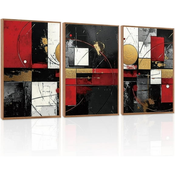 FCCUYE Grey Black Brown Framed Wall Art,Grey Abstract Pictures Set of 3(16”X24”) Minimalist Beige Cream Canvas Wall Art,Dance Lines Large Paintings,Blie Gray Wall Decor,Modern Room Decor for Bedroom