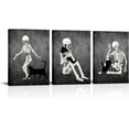 thumbnail image 1 of FCCUYE Halloween Wall Decor Black and White Skeleton Canvas Wall Art Funny Skull with Cat Painting Prints The Day Of Dead Picture d Artwork Ready to Hang (12"x16"x3pcs), 1 of 7