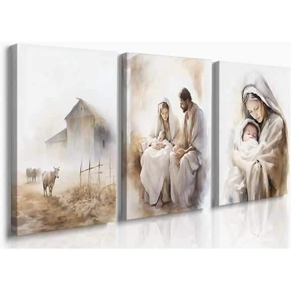 FCCUYE Jesus Christ Walking on Water Canvas Christian Wall Art - Set of 3, 12"x16"