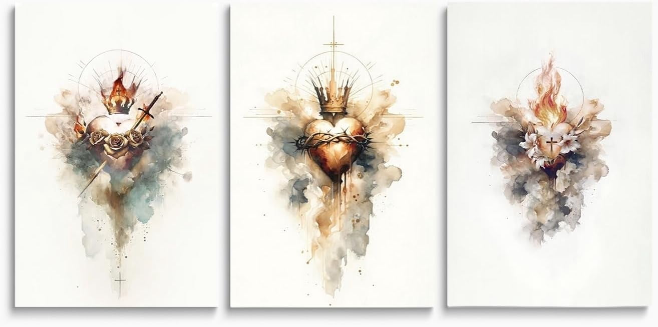 FCCUYE Jesus and Lamb Canvas Wall Art Jesus Runs Towards A Lost Lamb ...