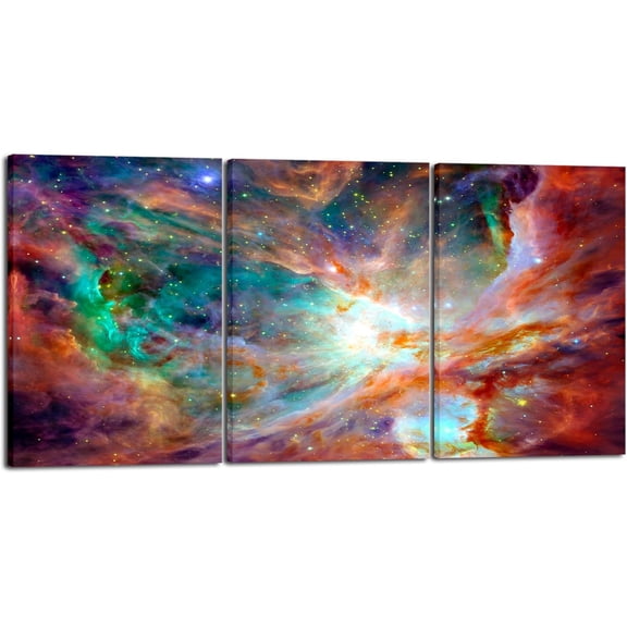FCCUYE Large 3 Pieces Colorful Clouds Landscape Canvas Prints Wall Art Modern Abstract Orange Pictures Paintings for Living Room Bedroom Home Decorations