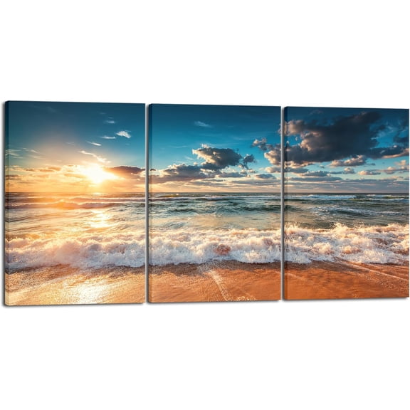 FCCUYE Large 3 Pieces Colorful Clouds Landscape Canvas Prints Wall Art Modern Abstract Orange Pictures Paintings for Living Room Bedroom Home Decorations