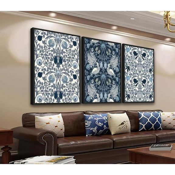 FCCUYE Large Canvas Wall Art - Brown and Beige Abstract Pictures for Living Room Vintage Wall Decor Retro Rustic Paintings Black Float Framed for Bedroom Dinning Room 16" X 24" X 3 pcs