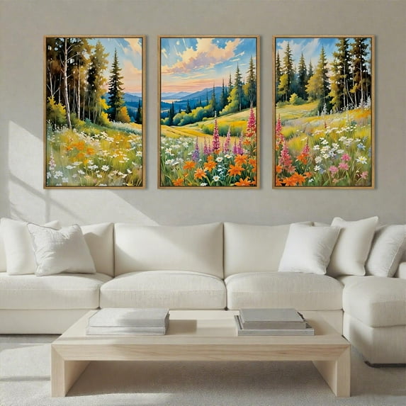 FCCUYE Large Dark Moody Wall Art Framed Black Dried Floral Wall Decor Vintage Wildflower Artwork Prints for Living Room Bedroom Office 16x24 Inch Set of 3