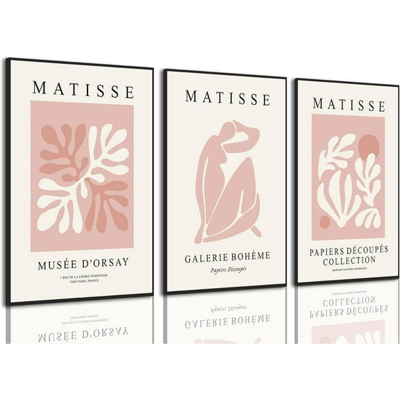 FCCUYE Matisse Picasso Pink Canvas Wall Art d Set of 3 Abstract Flower Market Prints Cute Posters Aesthetic Pictures Paintings Wall Decor for Girls Bedroom Apartment Living Room 12x16in