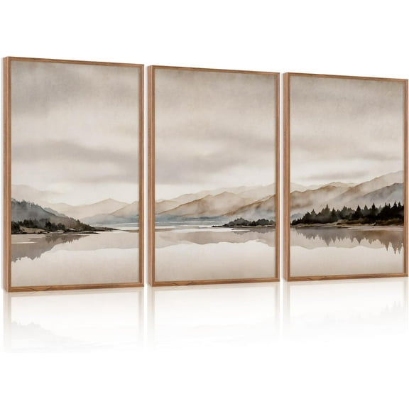 FCCUYE Minimalist Blue Sky Wall Art,Navy Blue Clouds Framed Artworks Set of 3(16”X24”) Oversized Sky Artwork Framed,Large Painting Calming Blue White Clouds,Light Blue Cloud Canvas for Office Bedroom