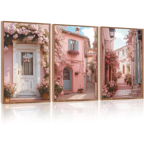 FCCUYE Minimalist Blue Sky Wall Art,Navy Blue Clouds Framed Artworks Set of 3(16”X24”) Oversized Sky Artwork Framed,Large Painting Calming Blue White Clouds,Light Blue Cloud Canvas for Office Bedroom