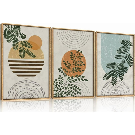 FCCUYE Modern Abstract Canvas Wall Art Set of 3, Framed Neutral Wall Decor, Large Black White Wall Painting, Beige Cream 16x24 Inch Prints Artworks for Living Room, Bedroom, Dining Room, Office