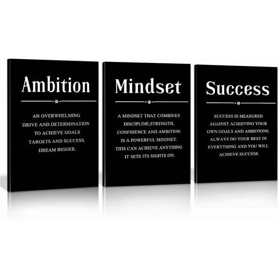 FCCUYE Motivational Wall Art -Money Never Sleeps Discipline Positivity Posters- Inspiring Framed Prints Inspirational Quotes for Wall Art Decoration