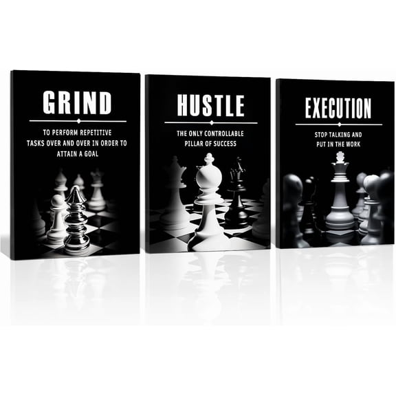 FCCUYE Motivational Wall Art -Money Never Sleeps Discipline Positivity Posters- Inspiring Framed Prints Inspirational Quotes for Wall Art Decoration