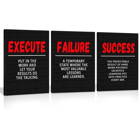 FCCUYE Motivational Wall Art -Money Never Sleeps Discipline Positivity Posters- Inspiring Framed Prints Inspirational Quotes for Wall Art Decoration