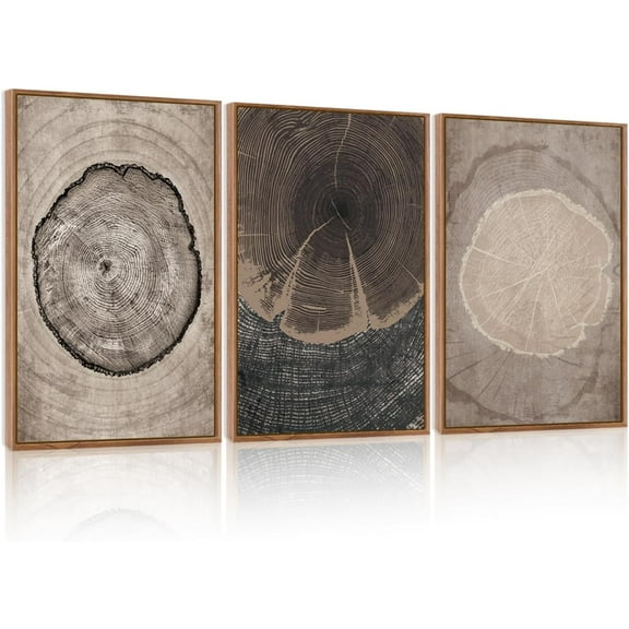 FCCUYE Mountain d Canvas Wall Art Set of 3, 24"x36" Country Woodcut Style Wall Decor, Forest Nature Wilderness Wall Painting, Large Modern Art Prints for Living Room, Bedroom, Farmhouse, Office