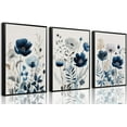 thumbnail image 1 of FCCUYE Navy Blue Wall Art Canvas Abstract Floral Painting Blue and Gray Posters Watercolor Flower Decor Wildflower Pictures Botanical Prints for Living Room Bedroom Bathroom 3 Pcs 12x16in d, 1 of 7