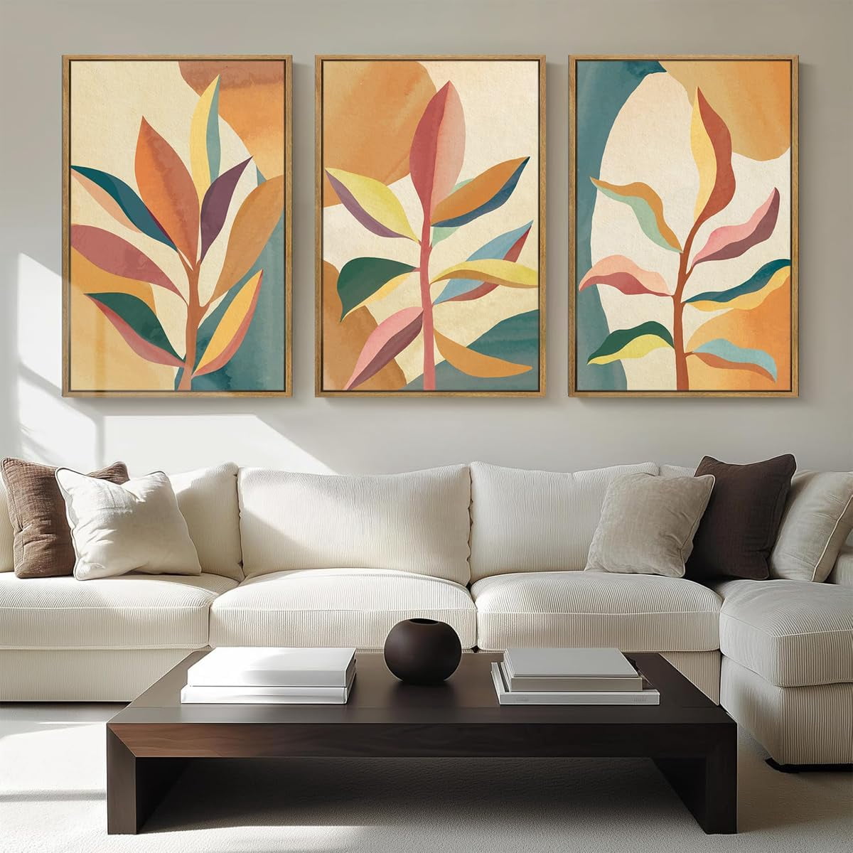 FCCUYE Neutral Abstract Wall Art Beige Large Wall Decor Boho Mid ...