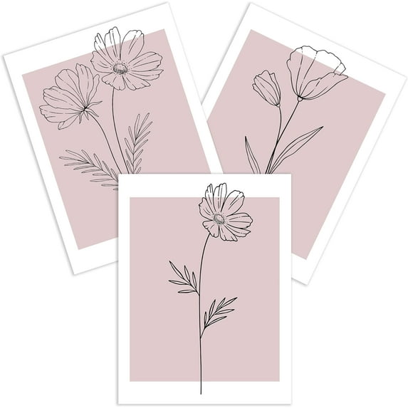 FCCUYE Neutral Botanical Canvas Wall Art, Minimalist Black Line Flower Poster Prints, Boho Beige Floral Wall Decor, Abstract Plant Leaf Aesthetic Picture for Bedroom Living Room Framed 12"x16"x3