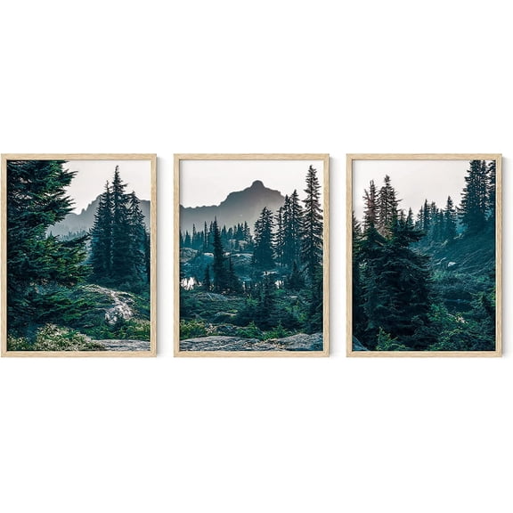 FCCUYE Neutral Wall Decor - Set of 3 Minimalist Art, Boho Art Decor for Living Room, Frameable Botanical Prints (Beige Frame, 12x16)