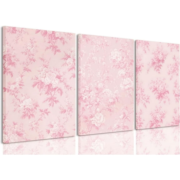FCCUYE Pink Chinoiserie Flower Poster Wall Art light Pink Love Shack Fancy Canvas Decor Paintings Set of 3 Blush Pink Painting Pictures Home Decor for bedroom Living room Bathroom 12"x16" Und