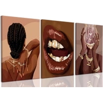 FCCUYE Pink Fashion Black Girl Canvas Wall Art Set of 3 Black Woman African American Wall Decor Pictures Gorgeous Black Women Artwork Posters Prints for Living Room Bedroom Bathroom 12x16In Und