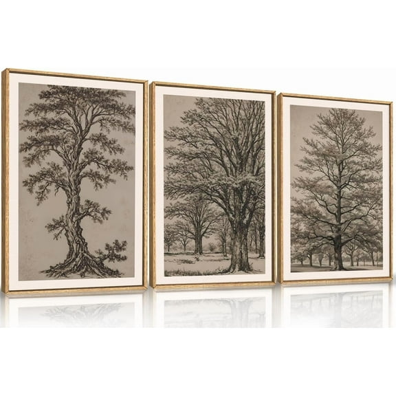 FCCUYE Purple Sunset Mountain Landscape Framed Canvas Wall Art Set,Nature Pine Tree Wildflowers Wall Decor,Golden Sunlight Wall Painting,Modern Field Art Prints for Living Room, Bedroom-16 x24 x3