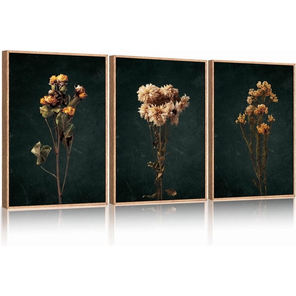 FCCUYE Purple Sunset Mountain Landscape Framed Canvas Wall Art Set,Nature Pine Tree Wildflowers Wall Decor,Golden Sunlight Wall Painting,Modern Field Art Prints for Living Room, Bedroom-16 x24 x3