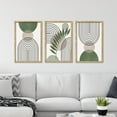 thumbnail image 1 of FCCUYE Sage Green Boho Wall Art Decor 16"x11" Set of 3 Minimalist Geometric Line Leaf Sun Moon Artwork Paintings Living Room Office Abstract Botanical Soild Wood Framed Sign Wall Hanging (Black), 1 of 6