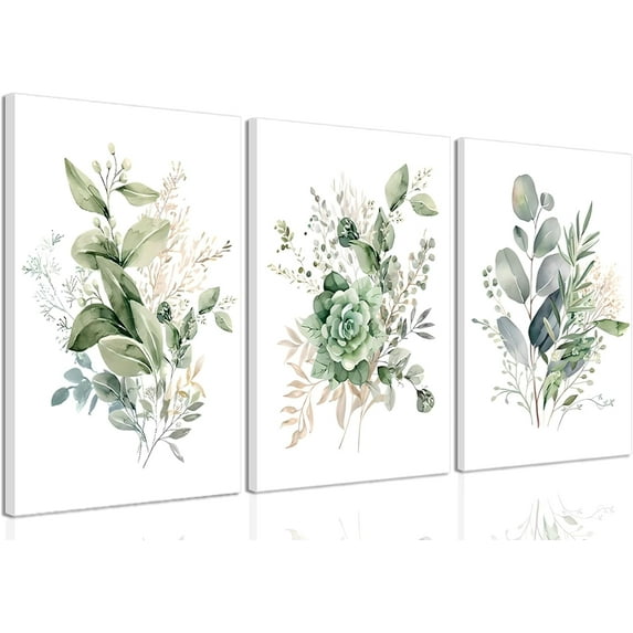 FCCUYE Sage Green Botanical Posters Wall Art Set of 3 Eucalyptus Leaf Floral Wall Decor. Boho Plant Prints Posters Painting Picture for Bedroom Living Room Bathroom12x16in Und