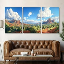 FCCUYE Sedona Mountain Red Rock Canvas Wall Art – 3-Piece Triptych Desert Landscape, Arizona Nature Scenery, Vibrant Canvas Art for Living Room, Bedroom, Office Décor (24" x 36" x 3 pcs)