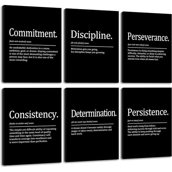FCCUYE Set of 3 Motivational Wall Art Canvas Grind Hustle Execute Black and White Wall Decor Inspirational Words Quotes Posters for Home Office Workplace Proverbs Living Room Paintings(Framed,16x24)