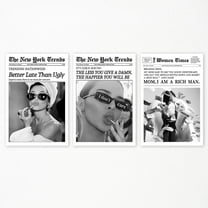 FCCUYE Set of 3 Trendy Newspaper Canvas Wall Art, Funky Do It for The Plot Wall Art, Vintage Black and White Coastal Cowgirl Posters, Preppy College Dorm Apartment Wall Decor 8x12in Und
