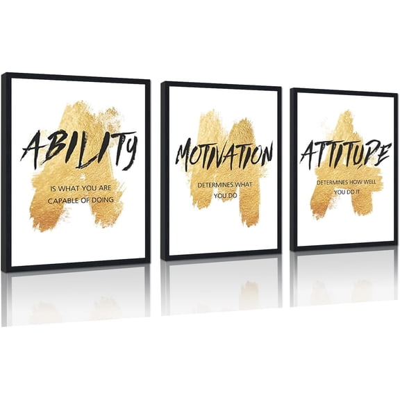 FCCUYE Successful Quotes Canvas Wall Art 3 Pieces Focus Believe Discipline Inspirational Print Posters for Office Wall Decor Framed Ready to Hang-20”W x 28”Hx3pcs