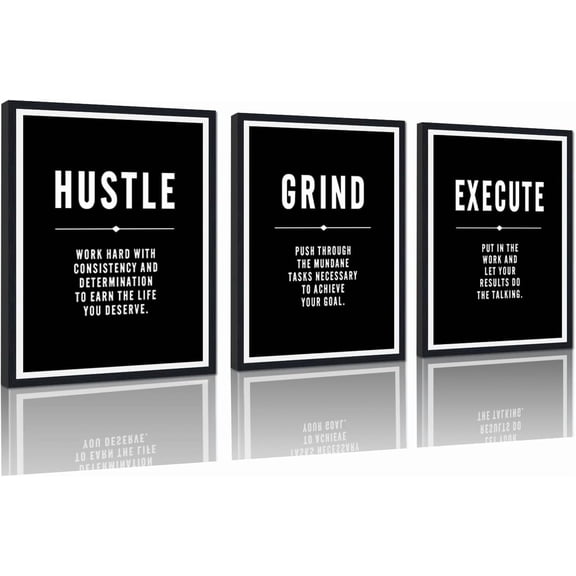 FCCUYE Successful Quotes Canvas Wall Art 3 Pieces Focus Believe Discipline Inspirational Print Posters for Office Wall Decor Framed Ready to Hang-20”W x 28”Hx3pcs
