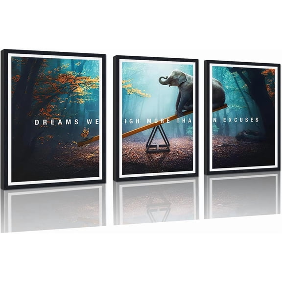 FCCUYE Successful Quotes Canvas Wall Art 3 Pieces Focus Believe Discipline Inspirational Print Posters for Office Wall Decor Framed Ready to Hang-20”W x 28”Hx3pcs