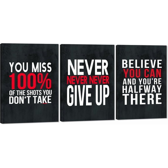 FCCUYE Successful Quotes Canvas Wall Art 3 Pieces Focus Believe Discipline Inspirational Print Posters for Office Wall Decor Framed Ready to Hang-20”W x 28”Hx3pcs