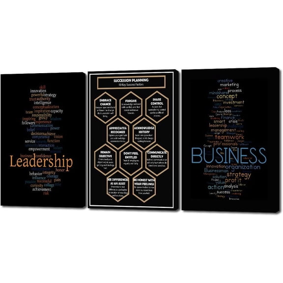 FCCUYE Successful Quotes Canvas Wall Art 3 Pieces Focus Believe Discipline Inspirational Print Posters for Office Wall Decor Framed Ready to Hang-20”W x 28”Hx3pcs
