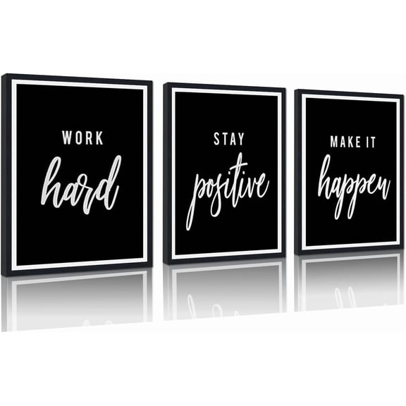 FCCUYE Successful Quotes Canvas Wall Art 3 Pieces Focus Believe Discipline Inspirational Print Posters for Office Wall Decor Framed Ready to Hang-20”W x 28”Hx3pcs