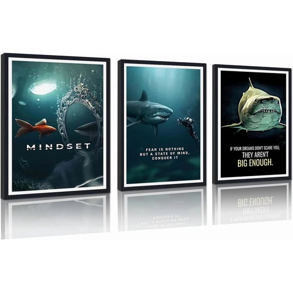 FCCUYE Successful Quotes Canvas Wall Art 3 Pieces Focus Believe Discipline Inspirational Print Posters for Office Wall Decor Framed Ready to Hang-20”W x 28”Hx3pcs