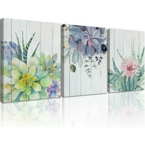 FCCUYE Succulent Pictures Canvas Wall Art Set of 3 for Bedroom Green Botanical Artwork Boho Bathroom Decor Watercolor Cactus Paintings for Living Room Desert Decoration for Home Walls 12"x16" d