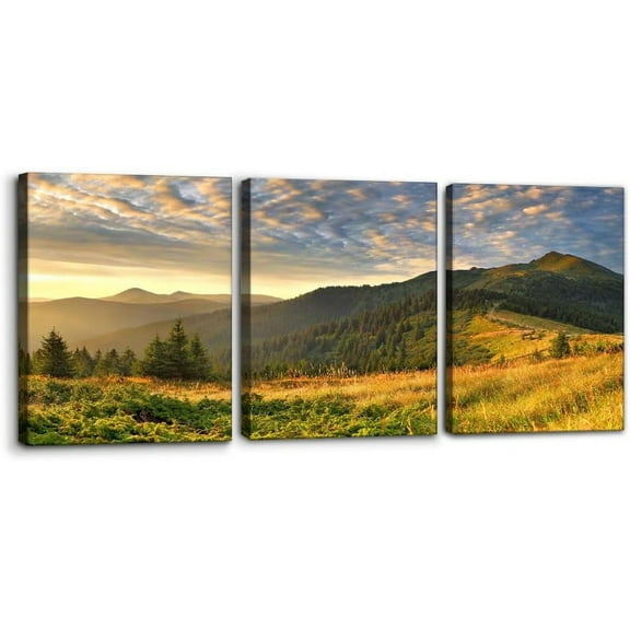FCCUYE Sunrise Seascape Canvas Wall Art, Set of 3 Framed Painting Prints, Atlantic Ocean Coast Pictures Modern Wall Decor for Living Room Bedroom Office Home Decor Ready to Hang - 12"x16"x3 Panels